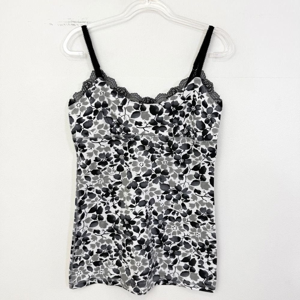 Y2K American Eagle Floral Lace Trim Long Cami Tank Top Size Large
